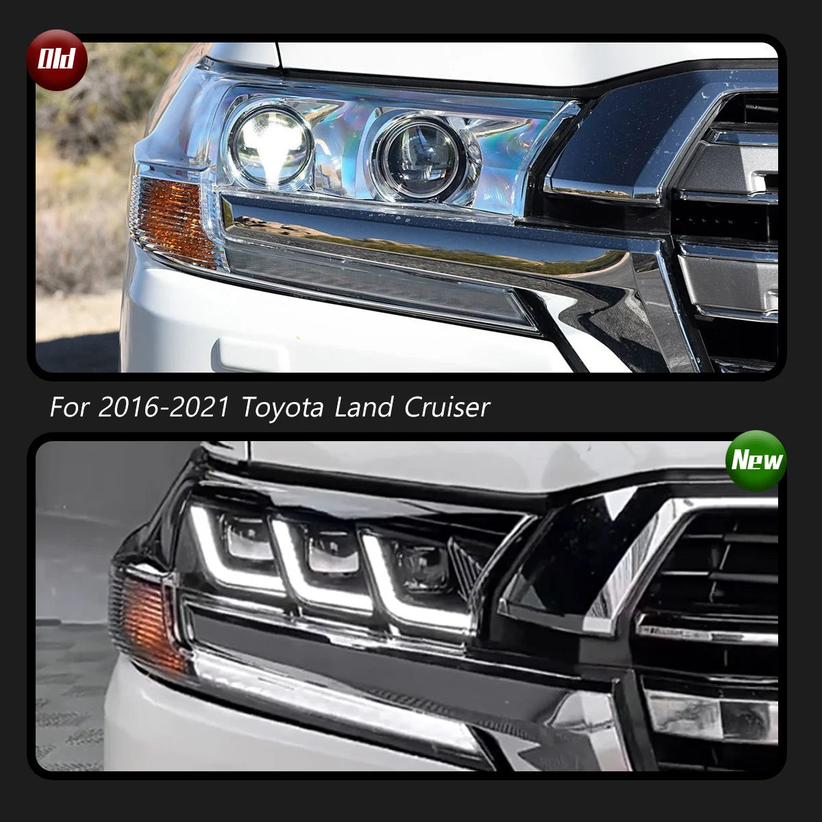 Car For Toyota Land Cruiser Headlight 2016-2021 Upgrade Modified to New DRL Dynamic Turn Signal LED Headlight Auto Accessories