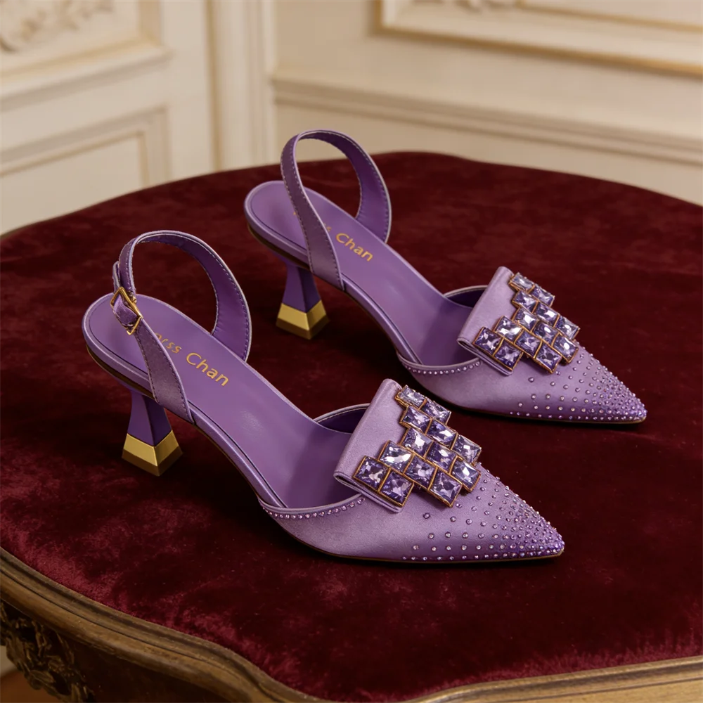 Venus Chan 2026 Eleganti Décolleté Slingback Verdi con Strass – Design Italiano, Punta Affusolata, Scarpe da Sposa e da Sera