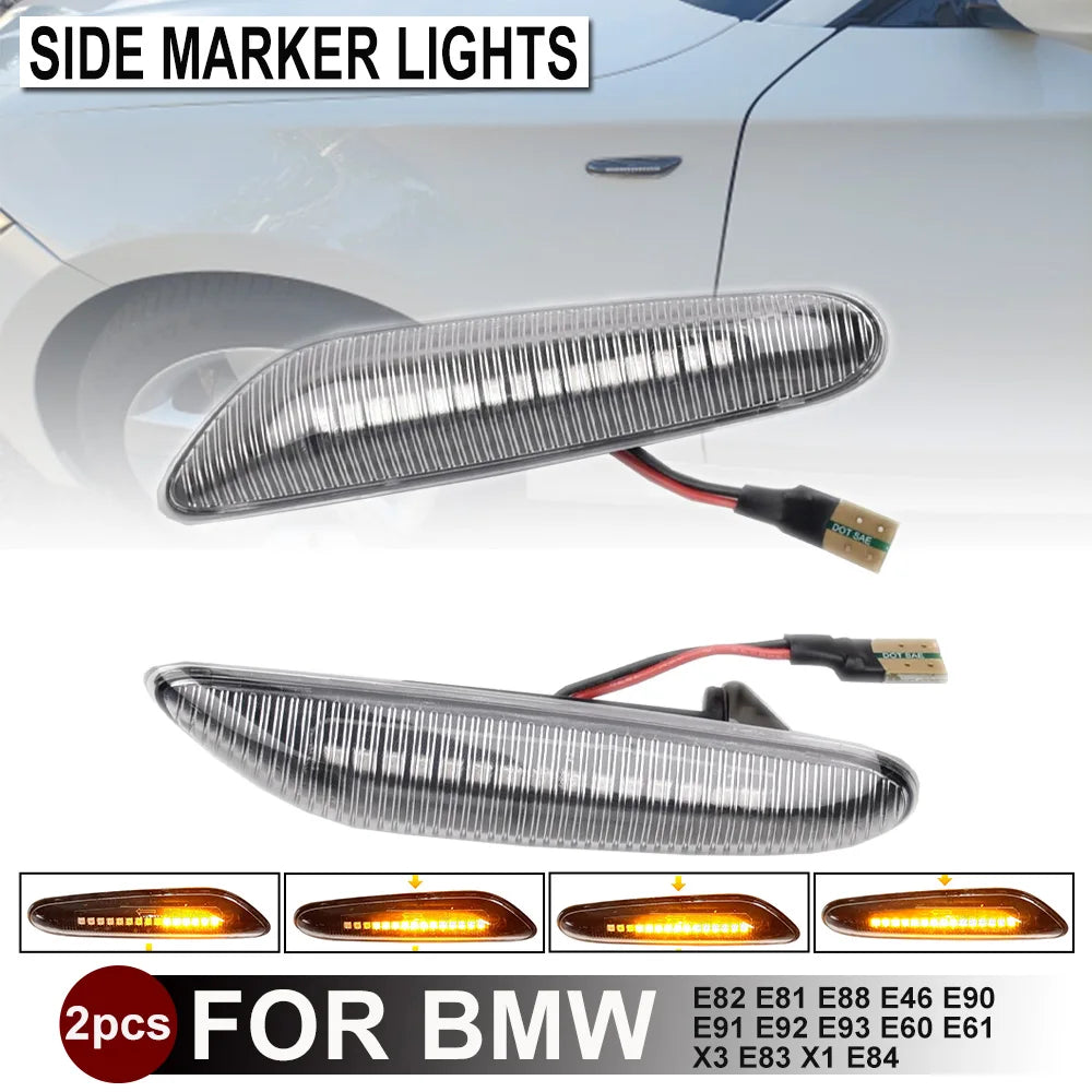 Sequential Flashing LED Turn Signal Side Marker Light For BMW E60 E61 E90 E91 E87 E81 E83 E84 E88 E92 E93 E82 E46 1 3 5 Series