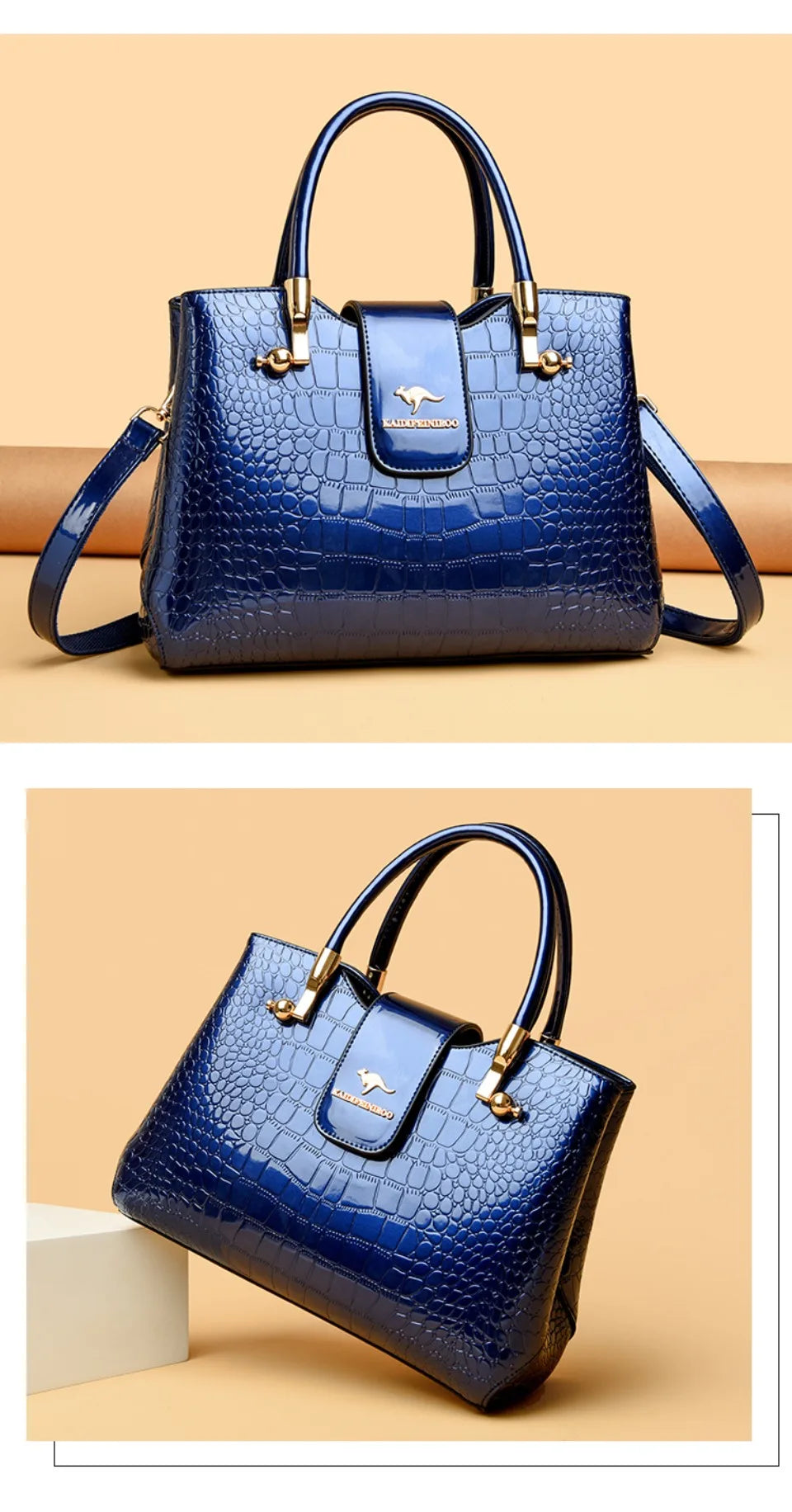KAIDIFEINIROO Borsa a tracolla casual da donna in pelle PU con tracolla a marsupio, grande capacità, tre strati