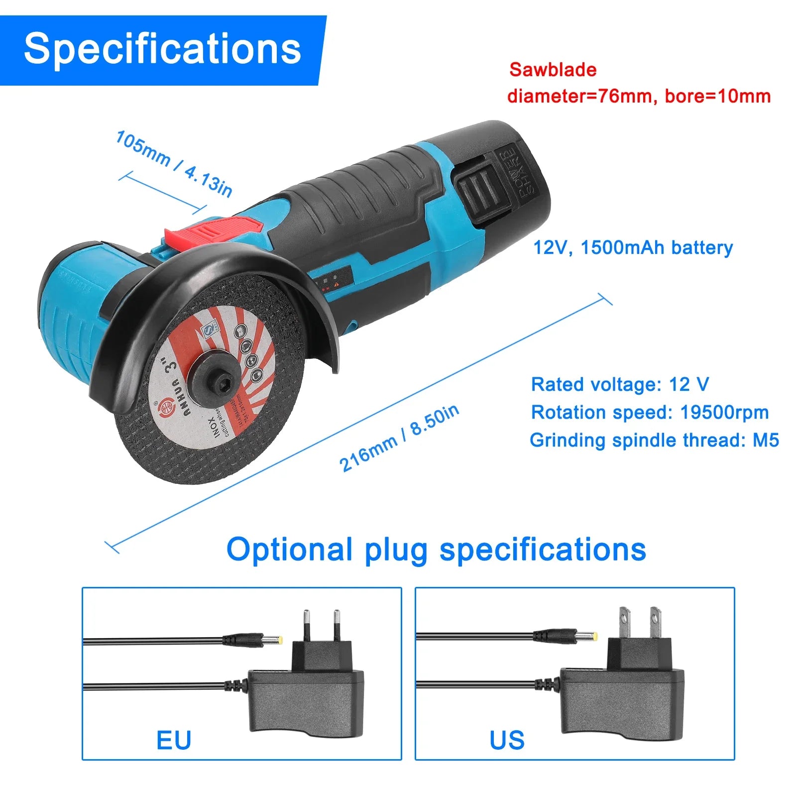 12V Accu Haakse Slijper 19500 tpm Lithium Batterij Mini Polijst Slijpmachine Diamant Doorslijper