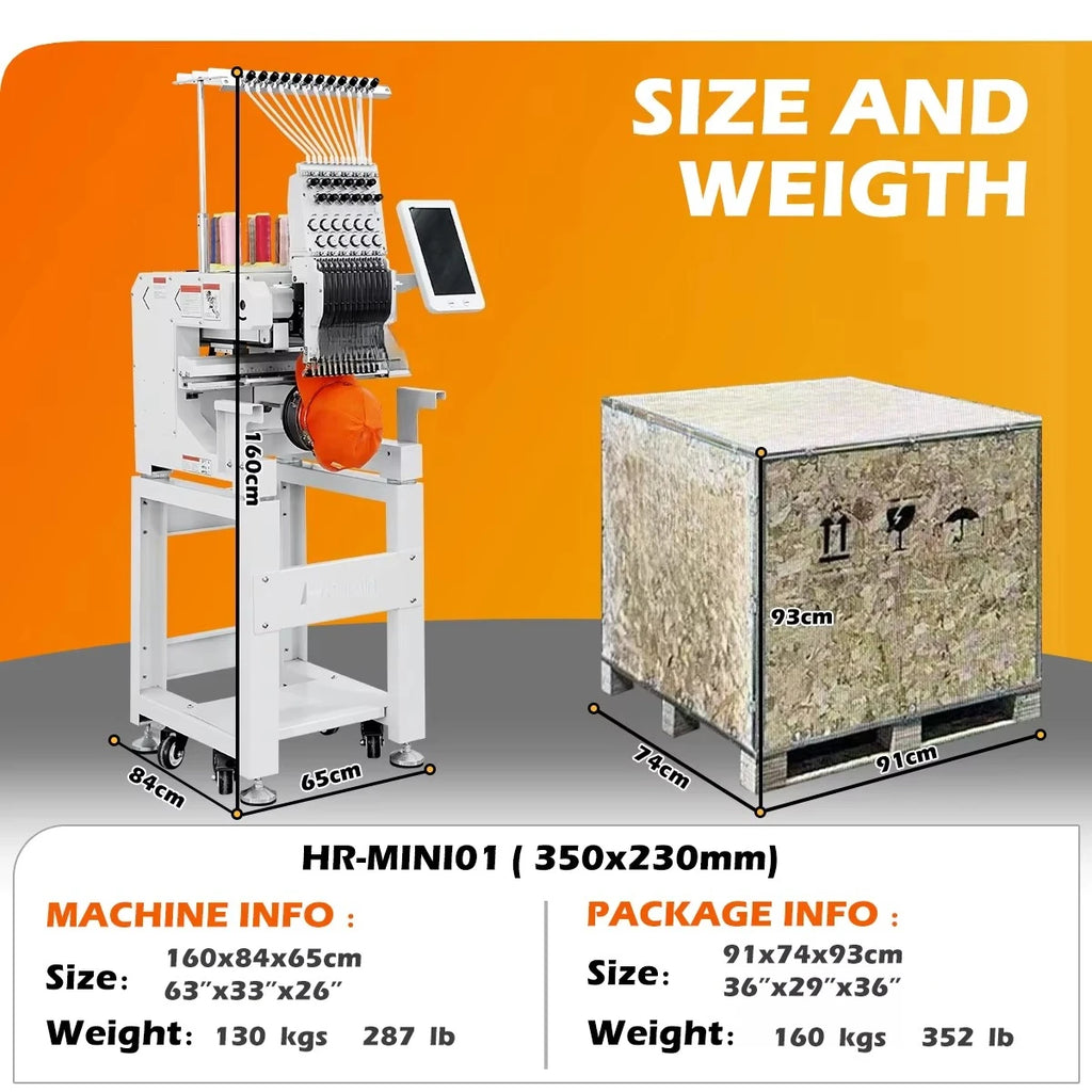 Macchina da ricamo computerizzata multitesta a ago singolo, area di ricamo 350*230 mm