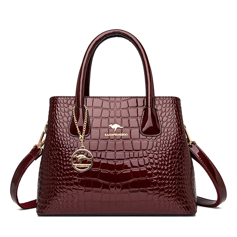 2024 Luxury Designer Handbag Brand Ladies Crocodile Patterned Patent Leather Tote Bag Crossbody Shoulder Bags For Women Bolsos