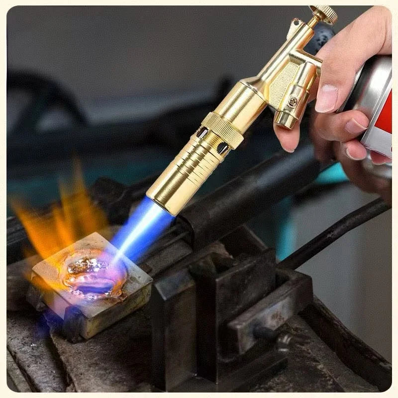 Cannello per saldatura a gas ad alta temperatura Torcia portatile per saldatura a gas Dorata Torcia a gas a fiamma per saldatura e cottura al BBQ