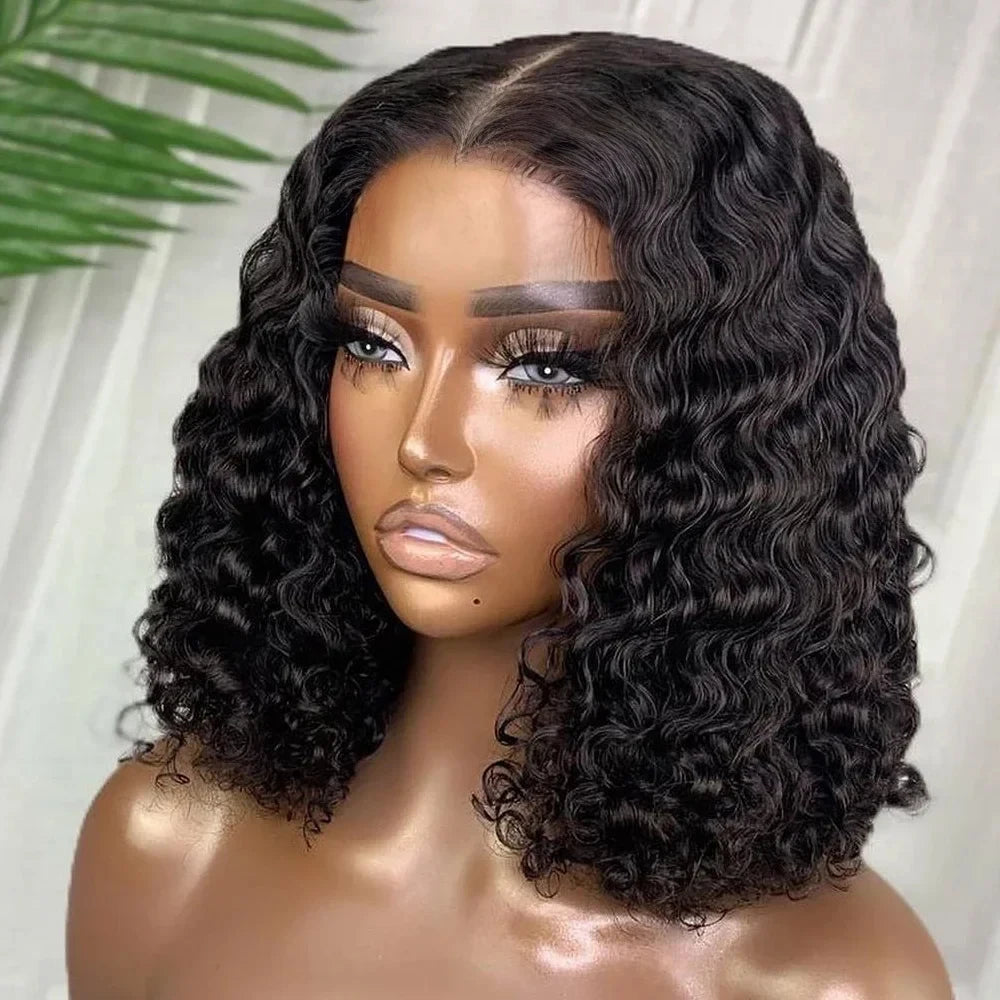 Parrucche Bob 13x6 Ondulate Pretagliate Senza Colla, Parrucche Glueless 7x5 Ricce in Capelli Veri Pronte da Indossare, Parrucche Frontali in Pizzo Pre-epilate per Donne