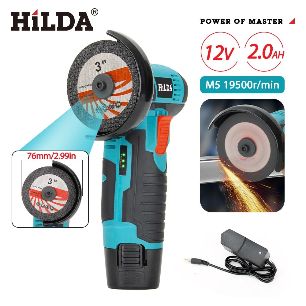Smerigliatrice angolare HILDA 12V Strumento di levigatura a batteria per lucidatura e molatura Mini utensili elettrici a batteria diamantati