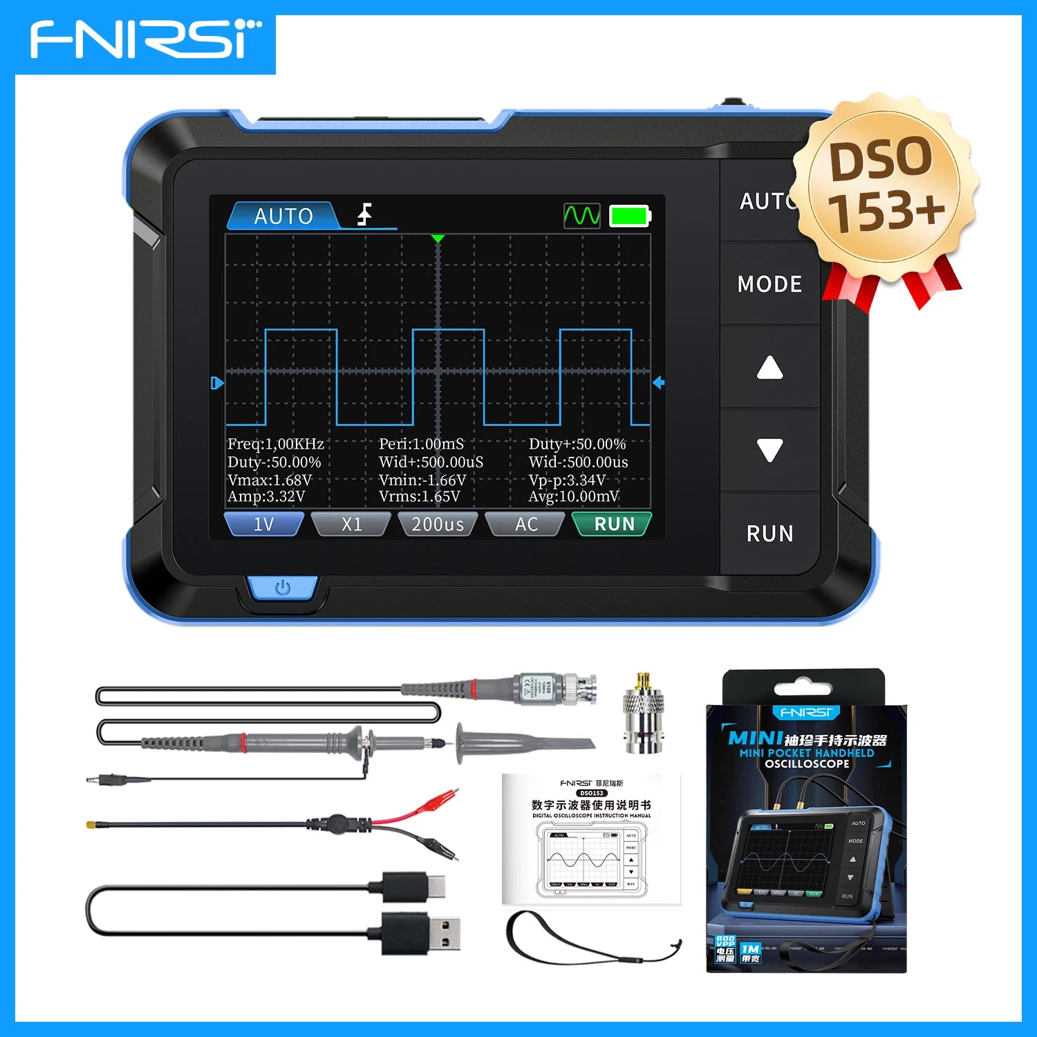 FNIRSI Nieuwe DSO510 DSO152 DSO153 Mini Handheld Digitale 2 IN 1 Oscilloscope Draagbare 48MS/s 10MHz Bandbreedte Elektronisch Reparatiegereedschap