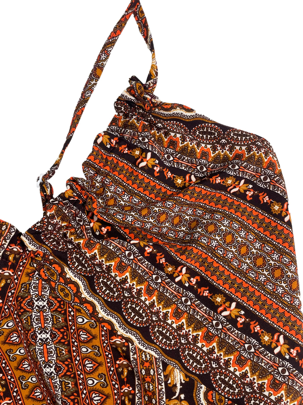 Dames Zomer Jurk met Etnisch Patroon, Open Rug en Split - Dames Zomerkleding Boho Mode Ruches Lange Jurk voor Strand