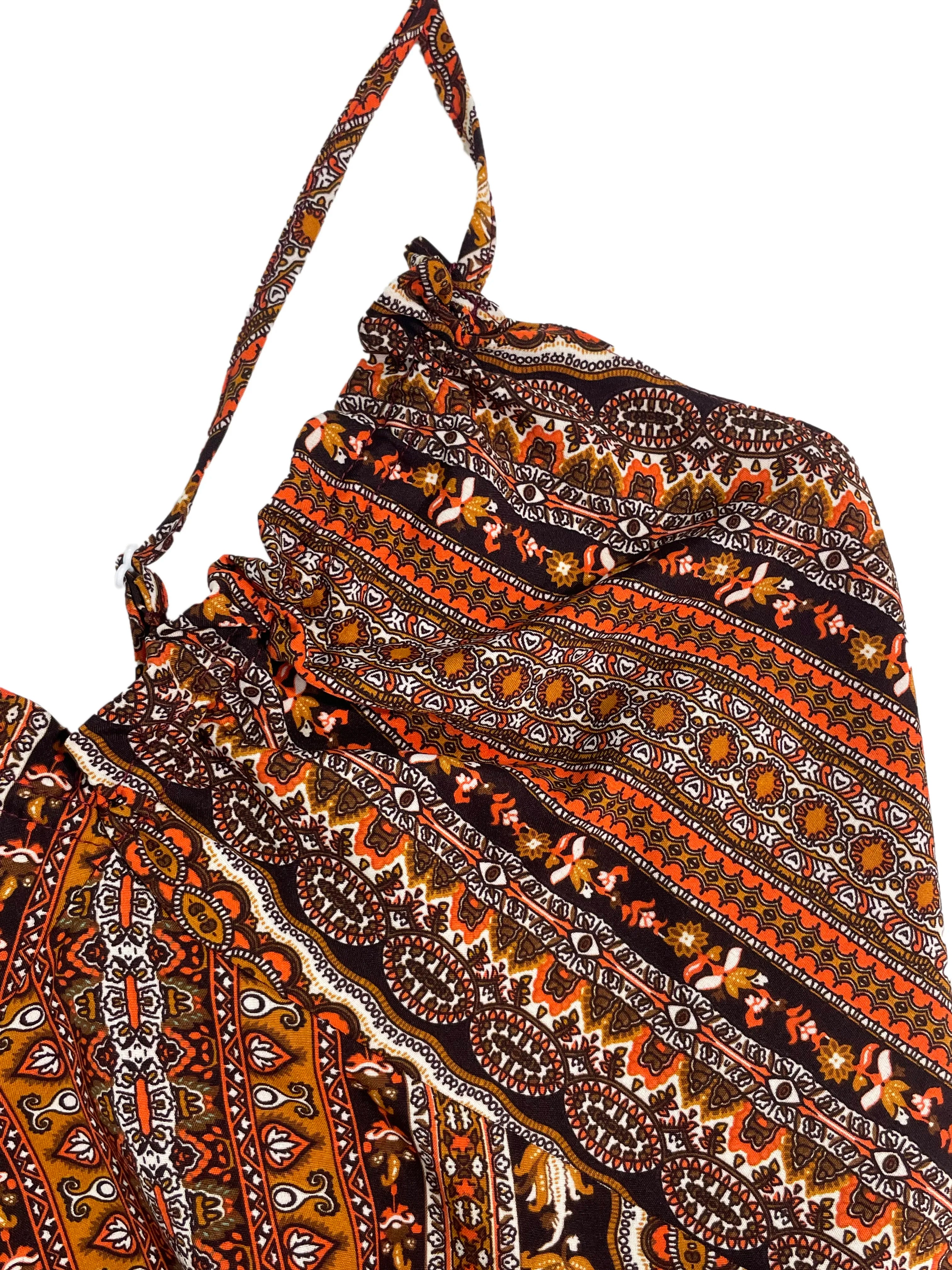 Dames Zomer Jurk met Etnisch Patroon, Open Rug en Split - Dames Zomerkleding Boho Mode Ruches Lange Jurk voor Strand
