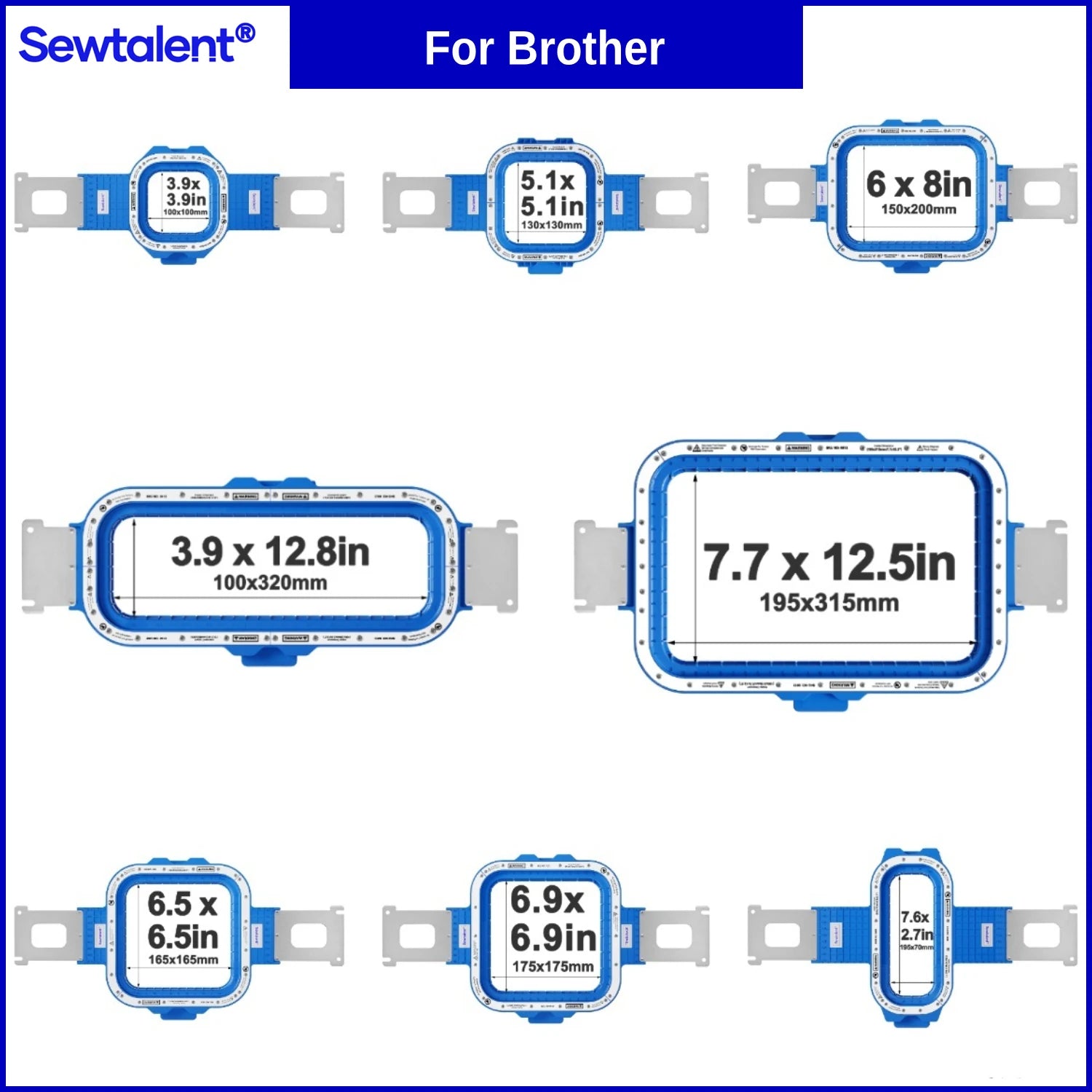 Brother VR PRS100 PR1X PR620 PR650 PR655 PR670E PR680W PR1000E PR1050X PR1055X PR1060W con telaio magnetico Sewtalent Mighty hoop
