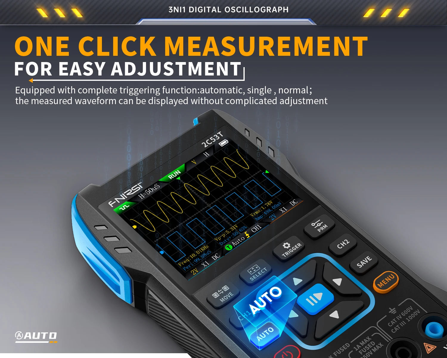 FNIRSI 2C23T 2C53T Upgrade 50MHz Handheld Digitaal Oscilloscoop Multimeter Signaalgenerator 3 in 1 Dual-channel Autogereedschap
