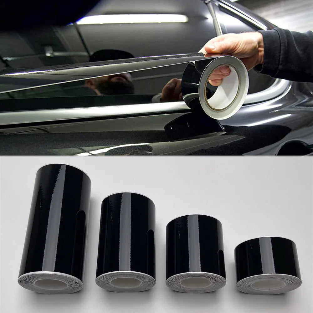 Glossy Black Vinyl Wrap 3/5/7/10CM Tape Window Trim Film Stripe Car Stickers For Car Accessories Pillar Hood Roof