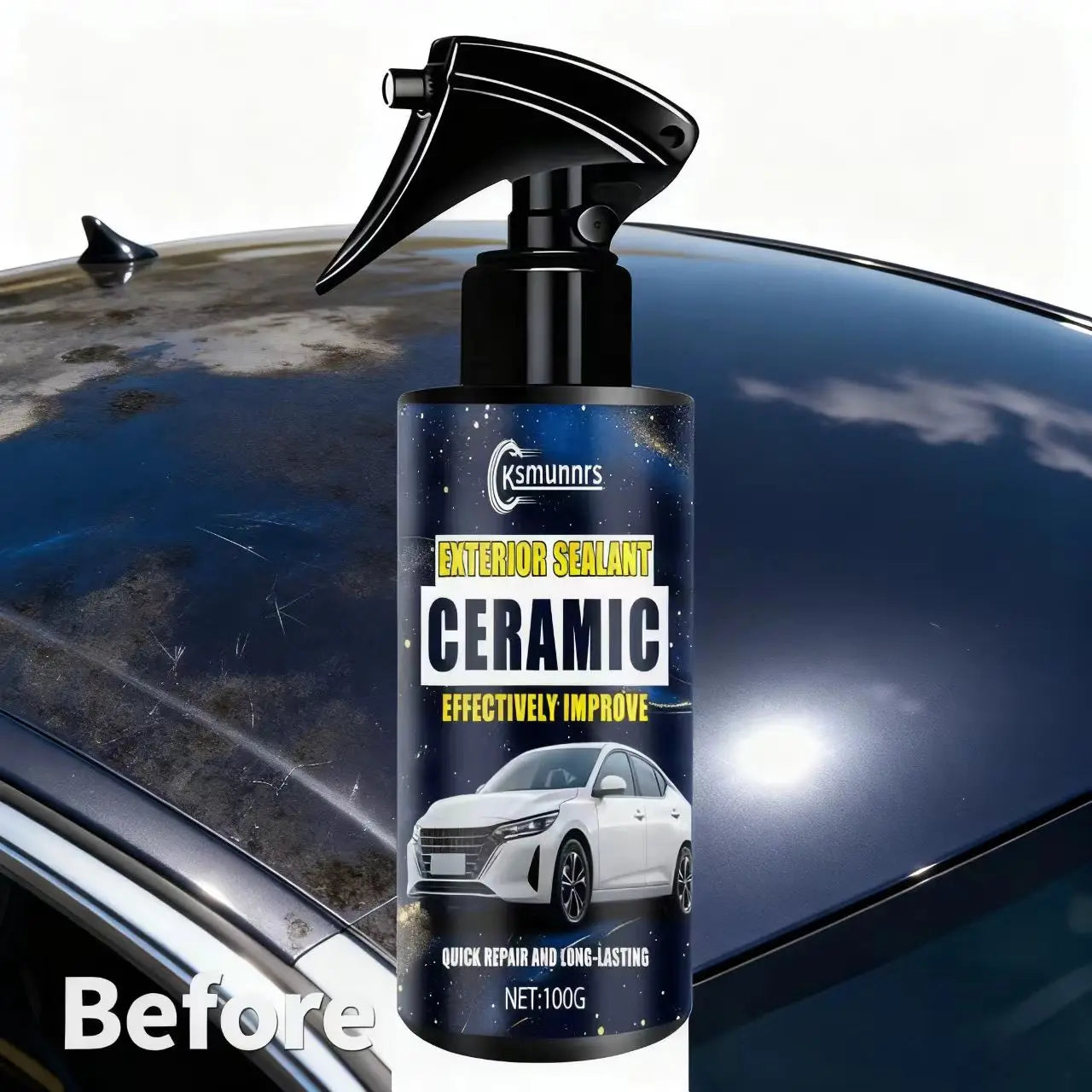 Ksmumnrs Ceramic Exterior Sealant Spray: Quick Car Paint Repair, Hydrophobic & Long-Lasting Protection, Effectively Boost Auto E