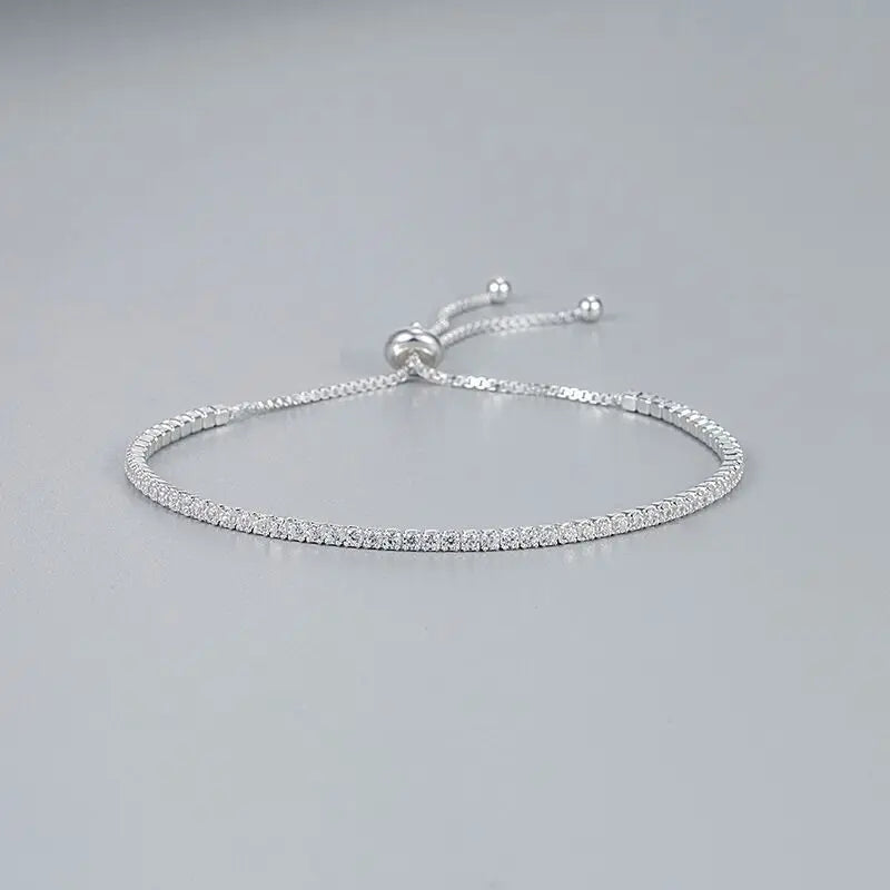 Bracciale Argento Sterling 925 Amore Elegante Zircone Tennis Catena di Cristallo per Donne Moda Nobile Fidanzamento Matrimonio Glamour