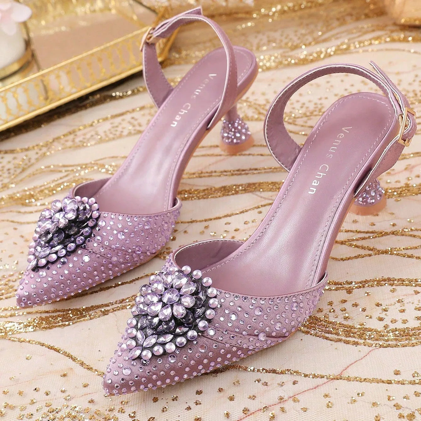 2025 Groene High Heels voor Dames - Italië-Geïnspireerd Strass Puntige Neus Ontwerp voor Schitterende Feesten | Ook in Grote Maten Verkrijgbaar