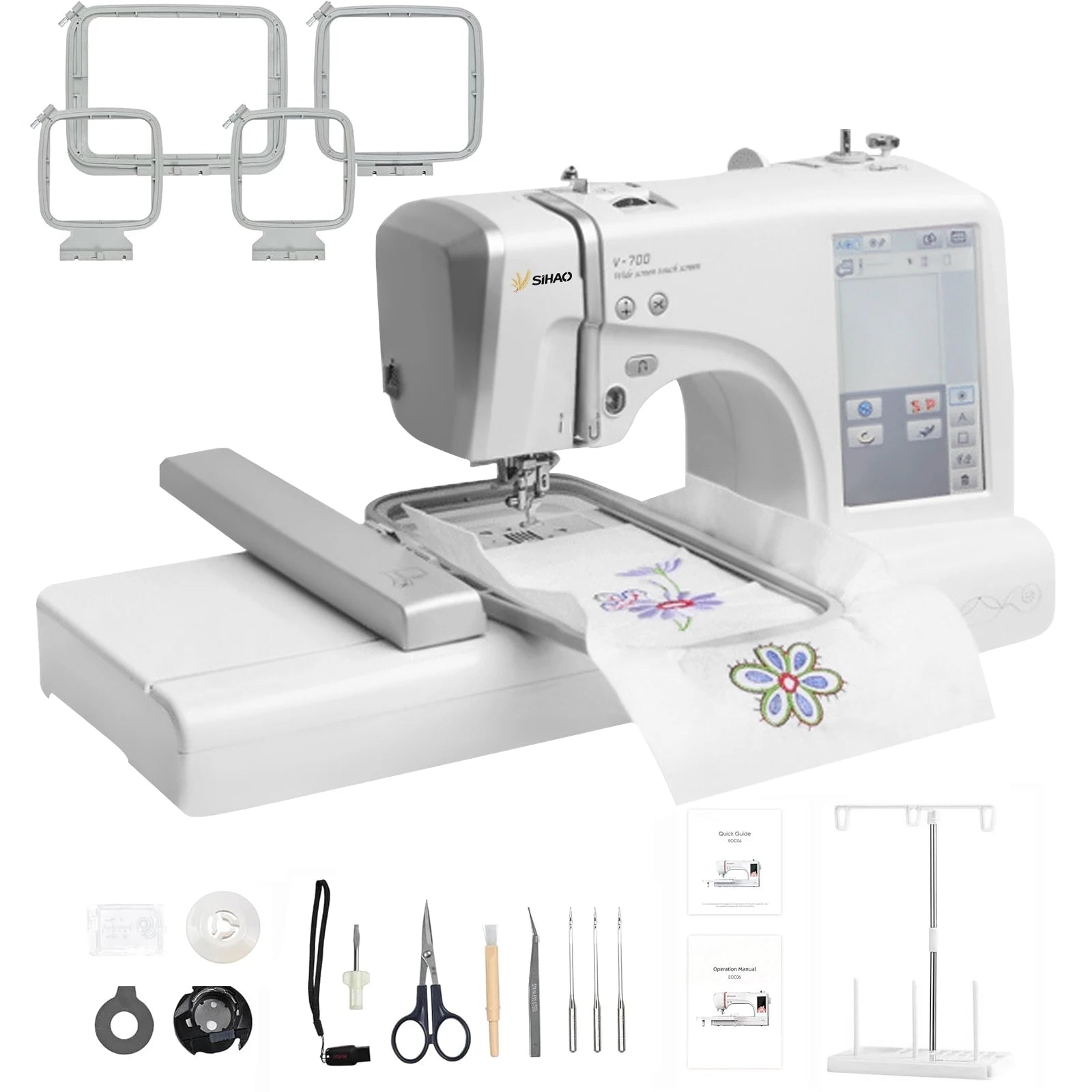 SIHAO Embroidery Machine Home Commercial Automatic Computerized LOGO Letters MRSV700 Electric Sewing With Touch Screen