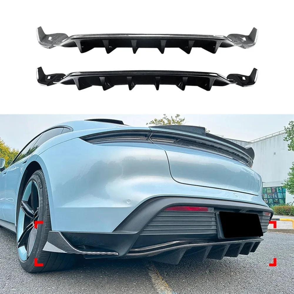 Car Rear Bumper Spoiler Lips for Porsche Taycan 2019-2026  Lower Shovel Skirt Diffuser Splitter Board Auto Accessories Tuning