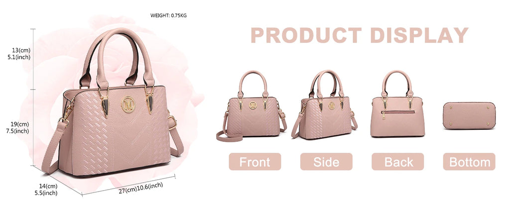Borsa da donna Miss Lulu, borsa a manico medio con motivo litchi, borsa a tracolla elegante in maglia di alta qualità