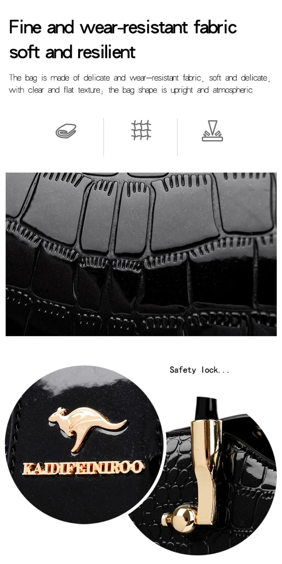 KAIDIFEINIROO Borsa a tracolla casual da donna in pelle PU con tracolla a marsupio, grande capacità, tre strati