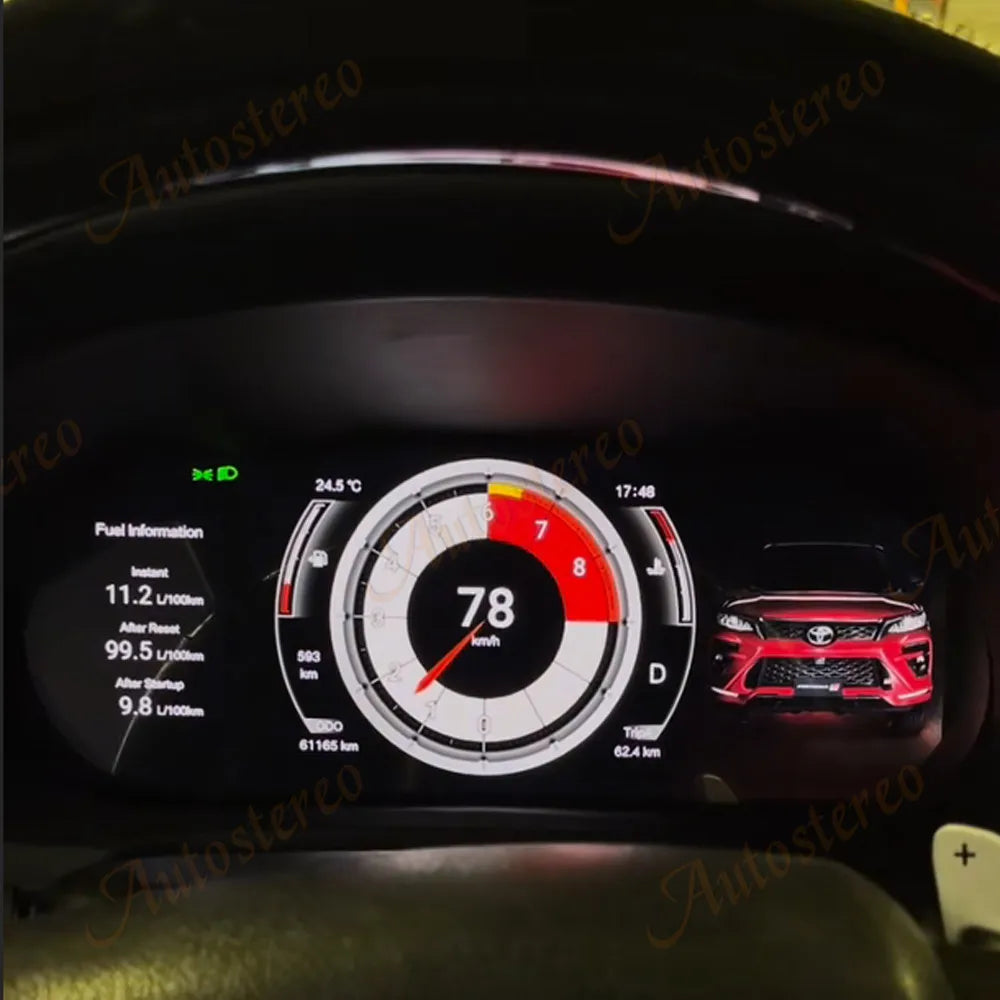 2025 Update For Toyota Hilux Fortuner 2016-2024 Virtual Cockpit Digital Cluster Car Odometer Screen Dashboard LCD Speed Meter