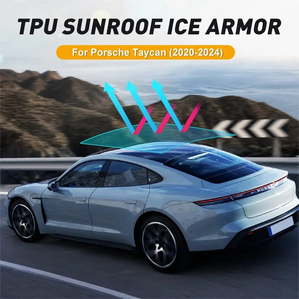 For Porsche Taycan 2020 2021 2022 2023 2024 TPU Pre Cut Sunroof UV Protection Film Heat Insulation Awning Supplies