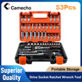 Camecho 53 stuks/set 1/4-inch autoreparatieset dopsleutelset autoreparatiegereedschap ratelmoment sleutelcombinatieautoreparatieset