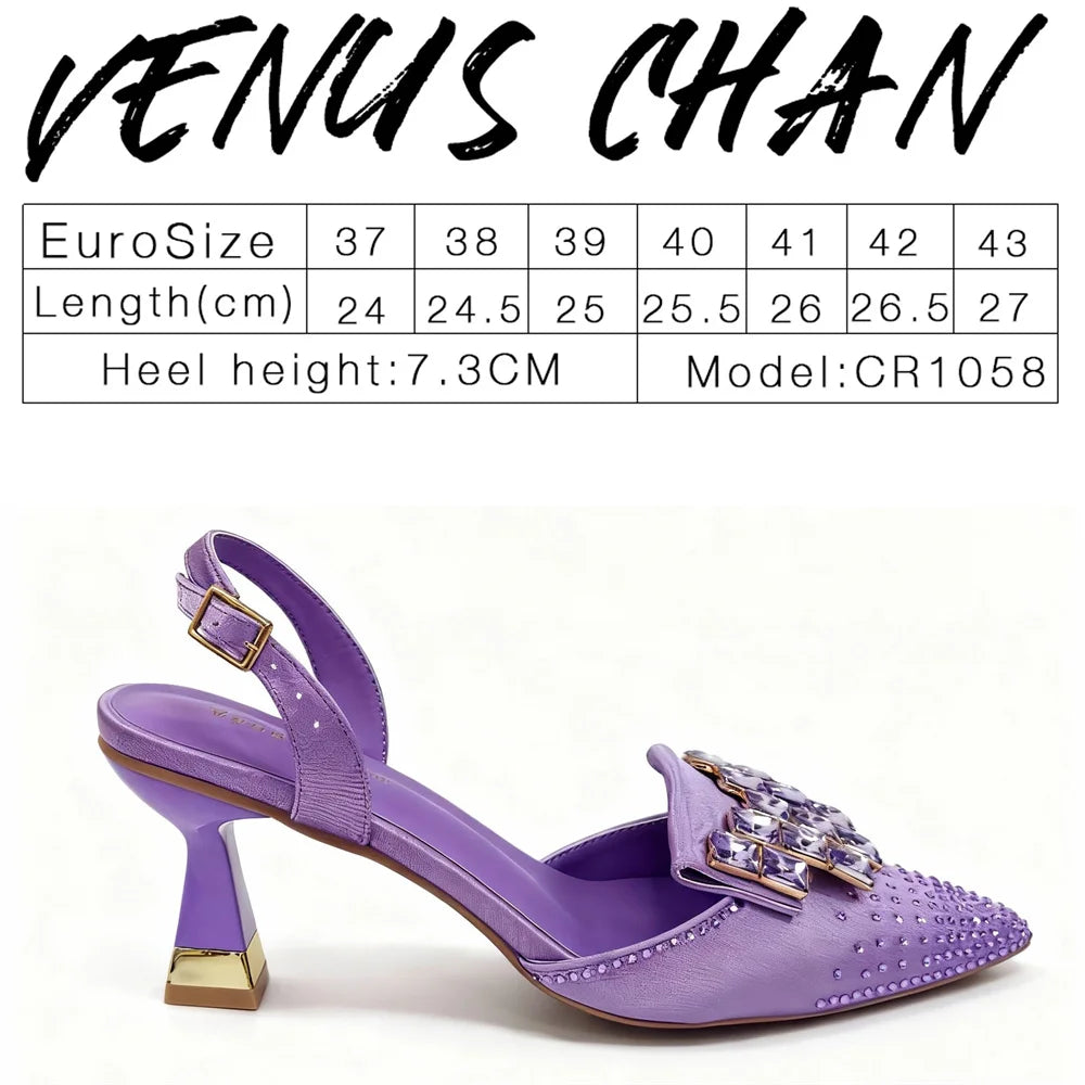 Venus Chan Décolleté Eleganti con Tacco Alto da Donna - Dettagli Luminosi con Diamanti, Design a Punta Perfetti per Feste e per l'Ufficio