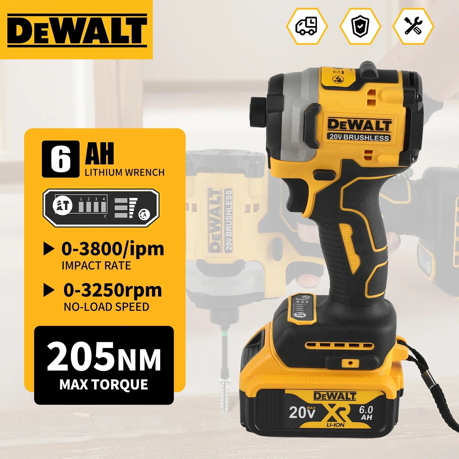 2026 NUOVO DEWALT DCF850 Avvitatore a impulsi Avvitatore elettrico a batteria al litio da 20V Avvitatori a batteria brushless Utensili ad alta coppia