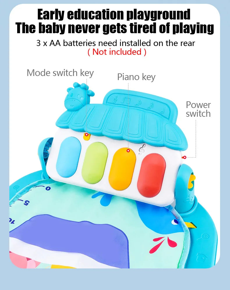 Tappeto Palestrina per Neonati con Pianoforte e Musica, Giochi da Passeggio, Tappetino per Gattonare con Pedali, Gioco Educativo da 0 a 36 Mesi