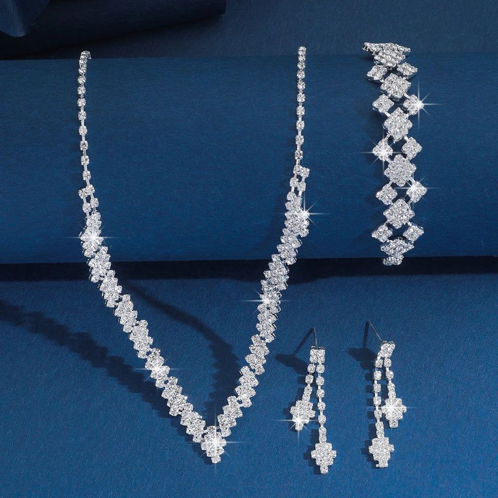 Orecchini pendenti con nappe pieghevoli in strass placcati argento alla moda, collana, regalo di gioielli da sposa, stile alla moda
