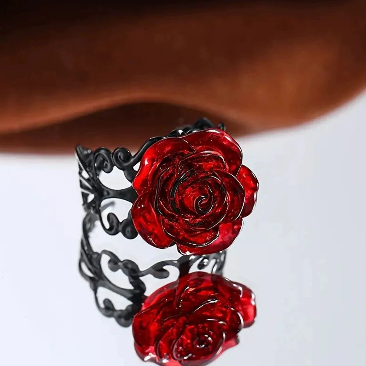 Anello Gotico Punk Rosa Rossa, Vite Nera Intagliata, Strega Pagana, Vintage, Creativo, Regalo di Halloween, Gioielli da Festa per Ragazze Cool