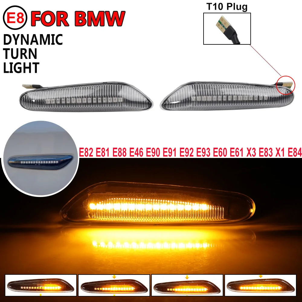 Sequential Flashing LED Turn Signal Side Marker Light For BMW E60 E61 E90 E91 E87 E81 E83 E84 E88 E92 E93 E82 E46 1 3 5 Series