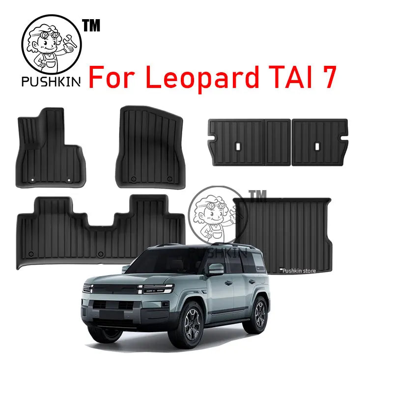 For BYD Leopard TAI 7 Titanium 7 Floor Mats All Weather Front Rear Cargo Liner Mat Waterproof Anti-Slip Foot Pads Accessories