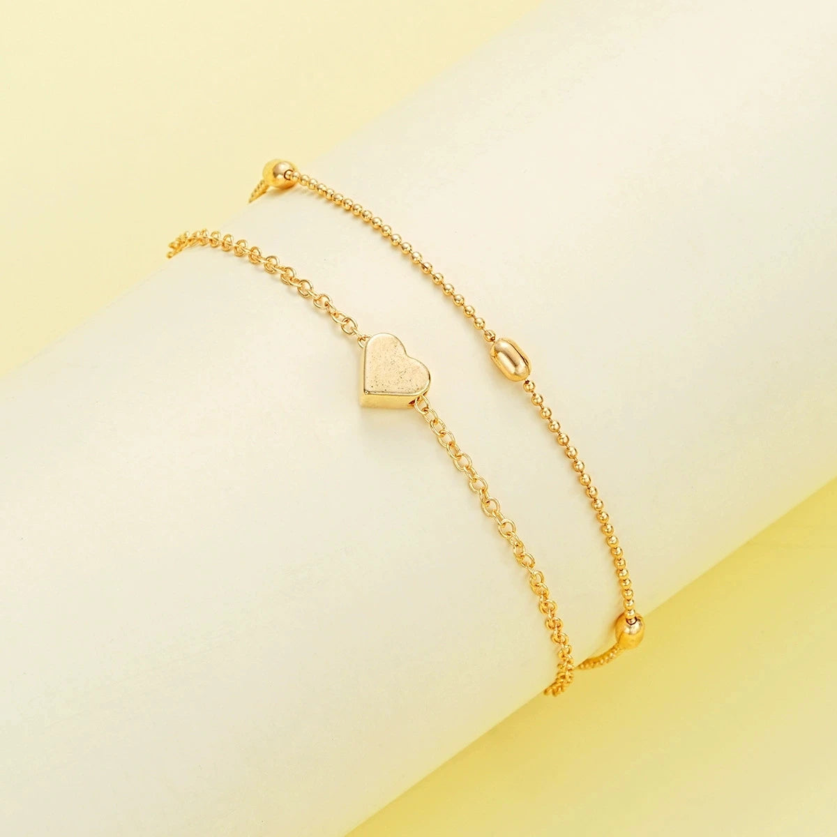 Set di gioielli a forma di cuore con perle finte per donne, collana e bracciale con perline rotonde color oro e argento, accessori per l'uso quotidiano