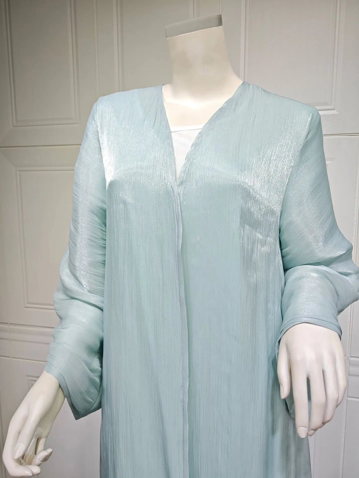 Eid Zijdeachtige Abaya's voor Vrouwen Moslim Jalabiya Ramadan Jurk met Knopen Mouwen Ramadan Kaftan Feestjurken Vestido Largo Cardigan