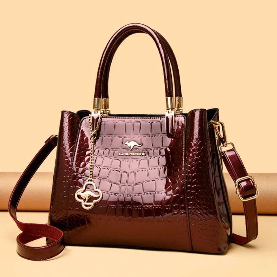 KAIDIFEINIROO Borsa a tracolla casual con marchio Kangaroo in pelle PU ad olio Borsa a mano da donna Borsa a tracolla a grande capacità a tre strati
