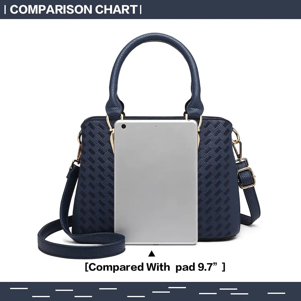 Miss Lulu WOMEN'S Handbag, Lychee Pattern Medium Handle bag, High Quality Knit Elegant Shoulder bag
