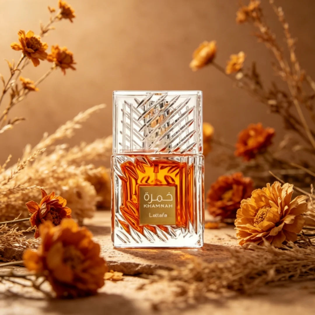Luxueuze parfum Lattafa Khamrah parfum 100 ml, unisex. Langhoudend Arabisch parfum, kruidige noten. Een charismatische geur voor iedereen, ideaal cadeau en elegante decoratie.