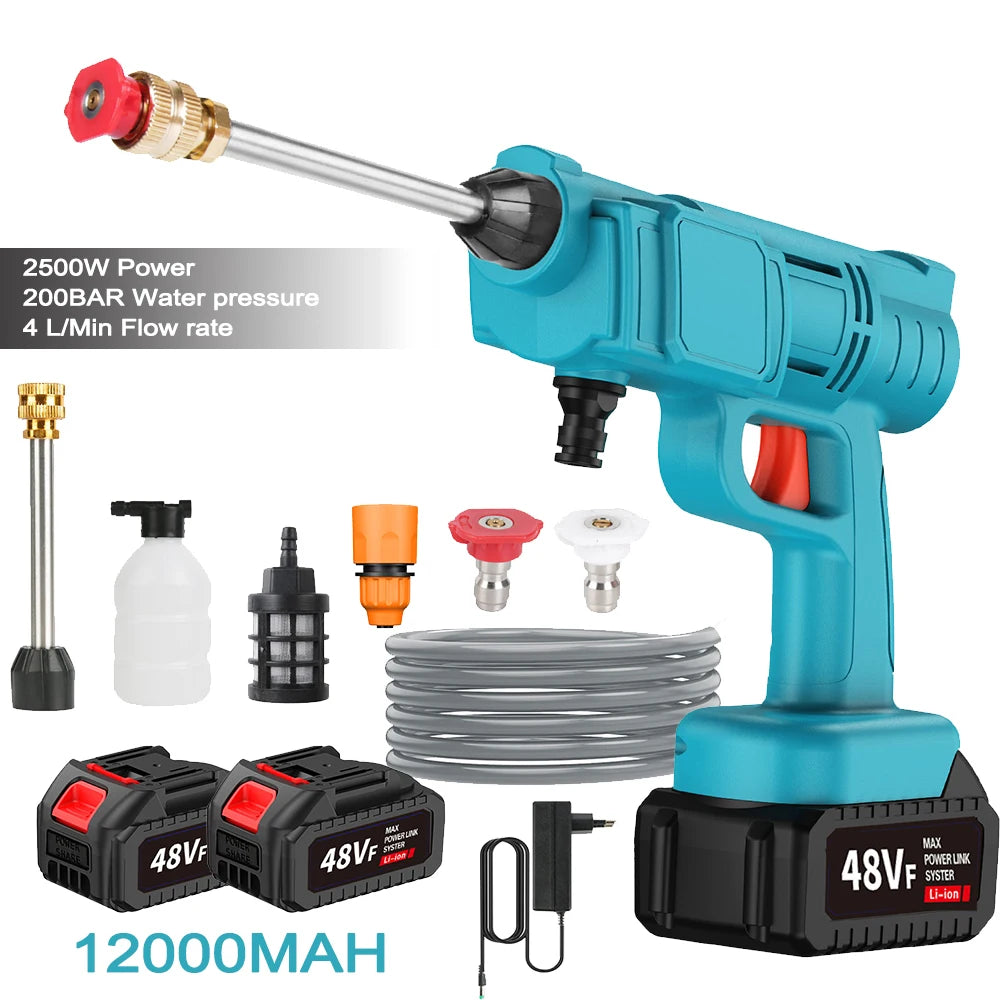 200Bar Elektrische Hogedrukreiniger Spuitpistool 2500W Draadloze Autoreiniger Tuin Gereedschap Voor Makita 21V Accu