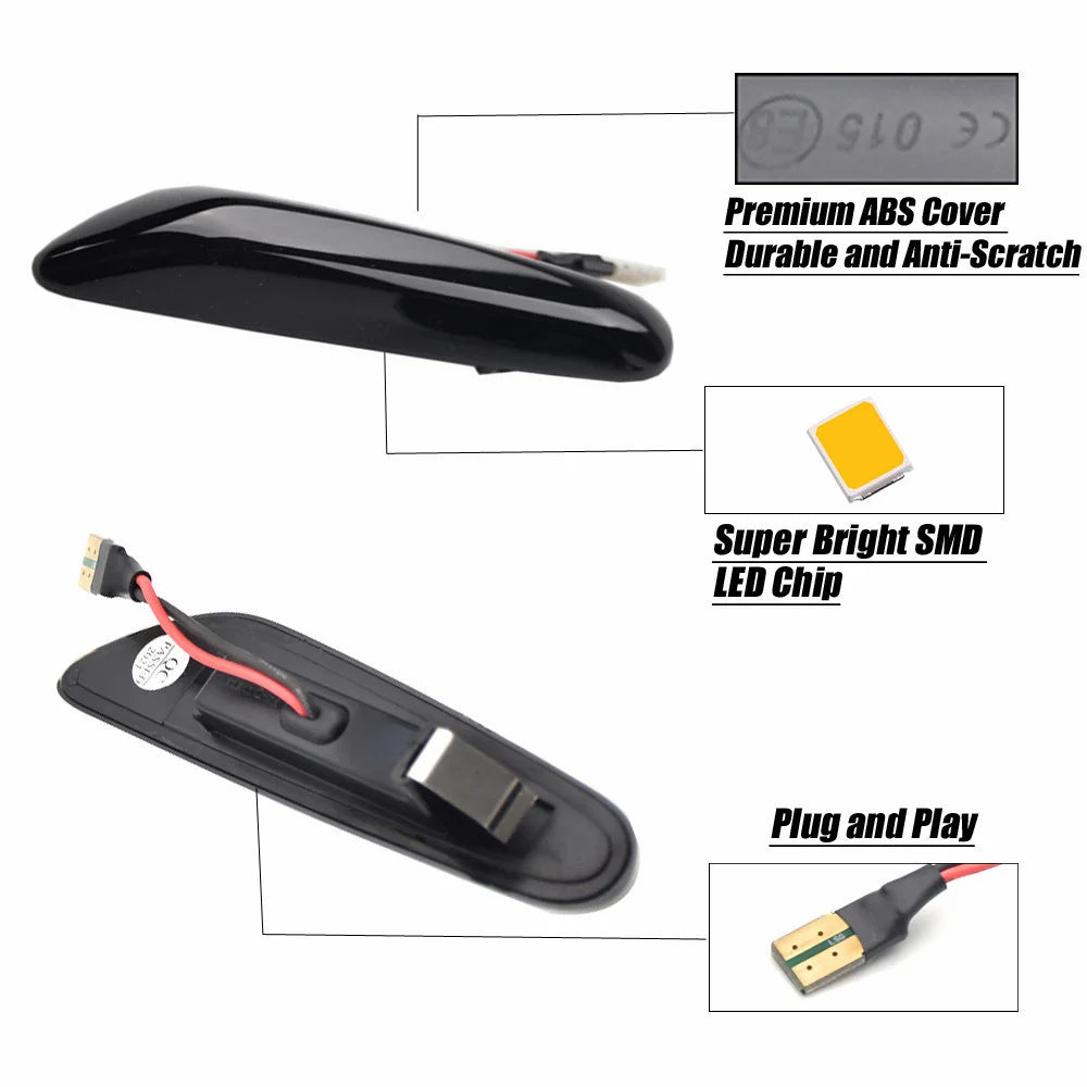Sequential Flashing LED Turn Signal Side Marker Light For BMW E60 E61 E90 E91 E87 E81 E83 E84 E88 E92 E93 E82 E46 1 3 5 Series