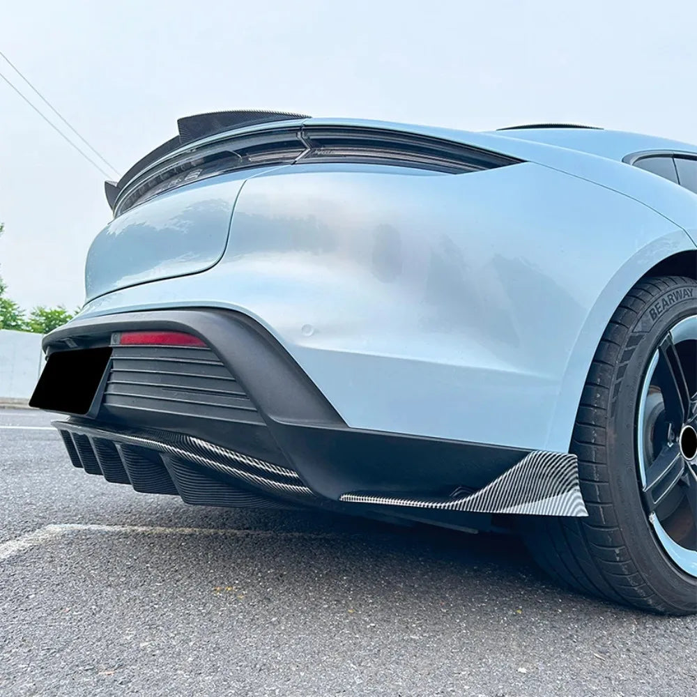 Car Rear Bumper Spoiler Lips for Porsche Taycan 2019-2026  Lower Shovel Skirt Diffuser Splitter Board Auto Accessories Tuning