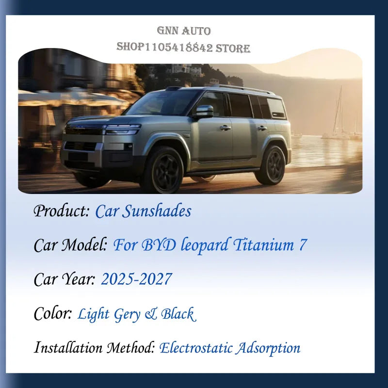Car Skylight Sunshades For BYD Leopard Titanium 7 Fangchengbao Ti7 Ti 7 2025 2026 2027 Electrostatic Sunroof Blind UV Protection