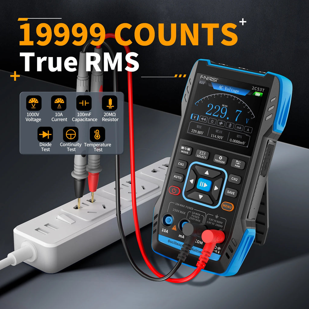 FNIRSI 2C23T 2C53T Upgrade 50MHz Handheld Digitaal Oscilloscoop Multimeter Signaalgenerator 3 in 1 Dual-channel Autogereedschap