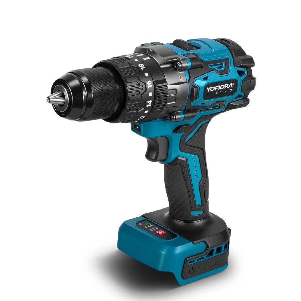 YOFIDRA 900 N.M Trapano Avvitatore a Percussione Elettrico Brushless da 13mm Senza Fili Strumento Elettrico per Legno per Batteria Makita 21V