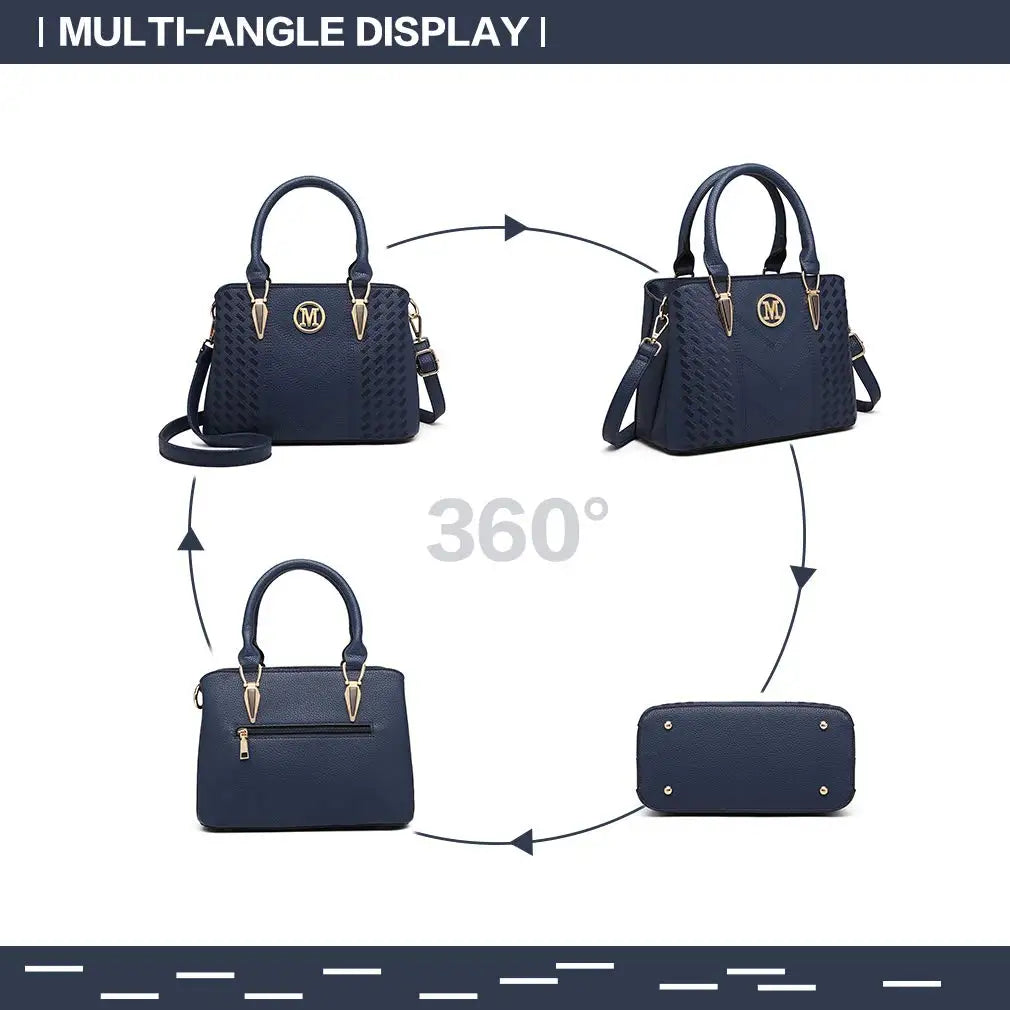 Miss Lulu WOMEN'S Handbag, Lychee Pattern Medium Handle bag, High Quality Knit Elegant Shoulder bag