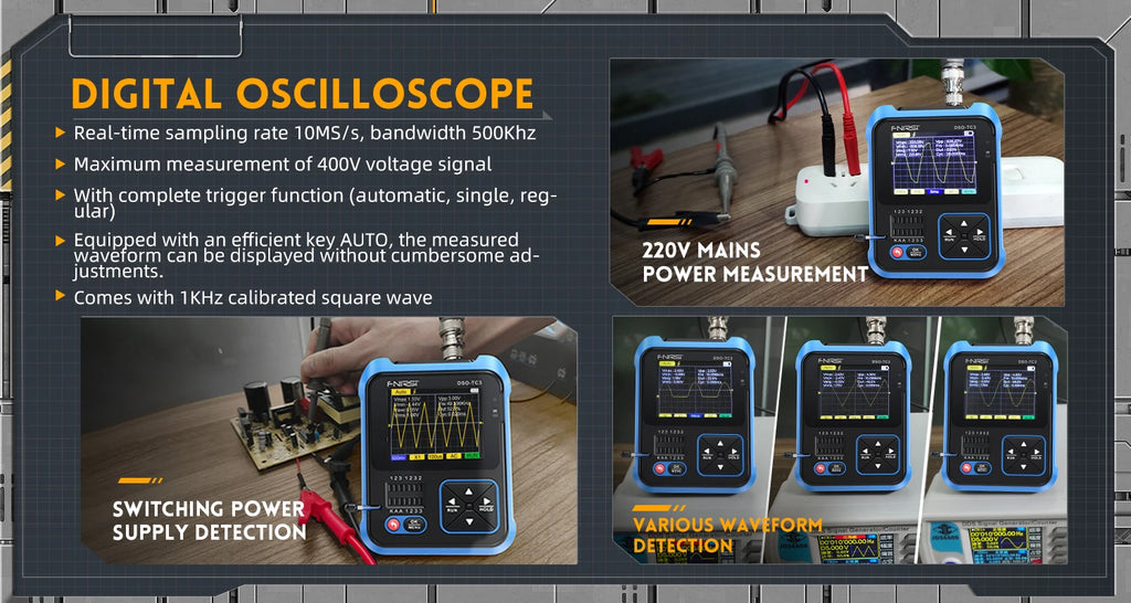 FNIRSI Nuovo DSO-TC4 DSO-TC3 Oscilloscopio Digitale Portatile 3 in 1 Tester Transistor Generatore di Segnale Strumenti di Test Elettronici Portatili