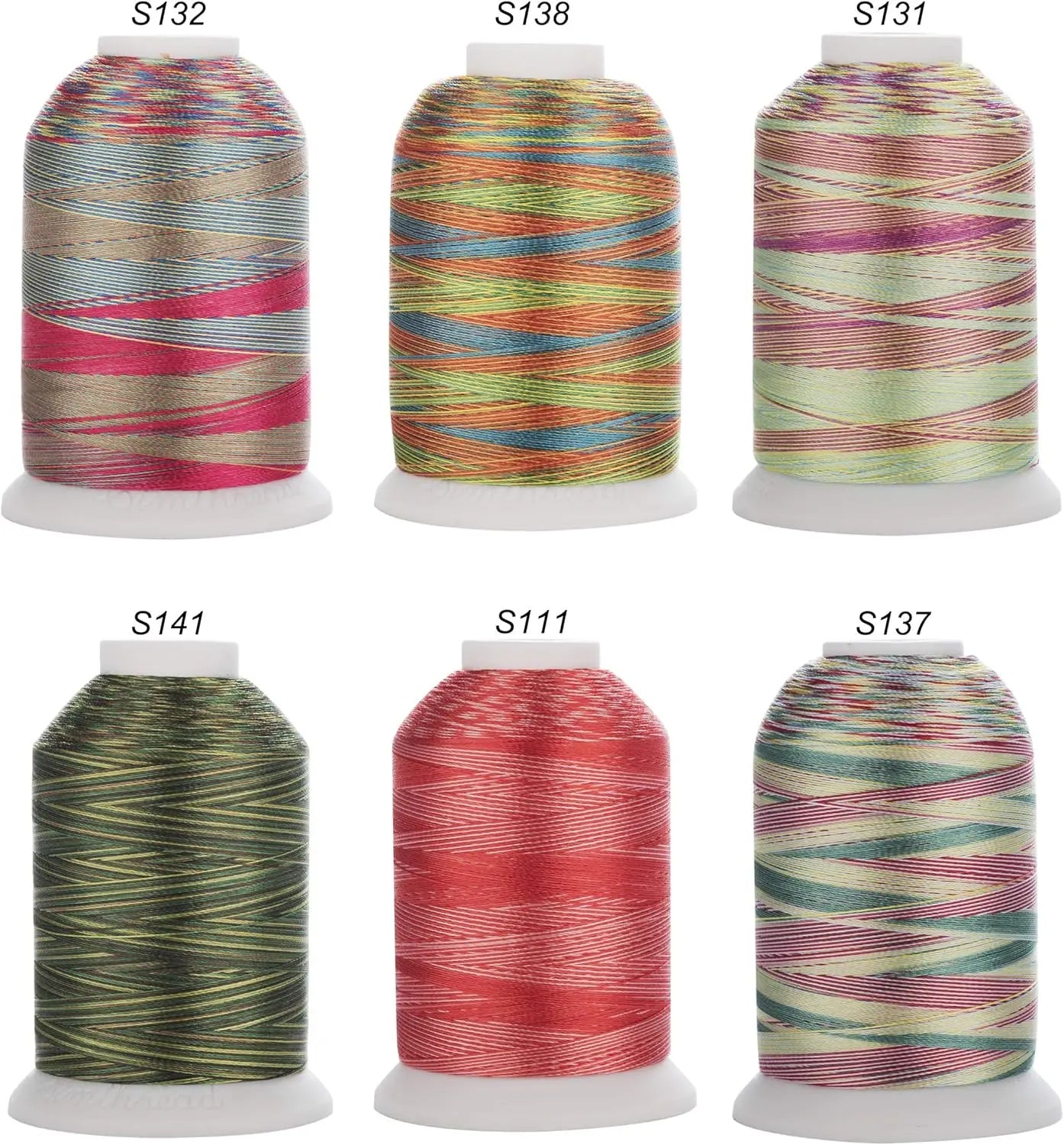 Simthread - Filo da ricamo in poliestere a 6 colori, variegato, 1100 iarde (1000 m), per macchine da ricamo e da cucire