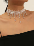 1 St. Dames Prachtige Zwarte Kant Kristal Kleur Bloem Ketting Strand Reizen Vakantie Mode Klassieke Gepersonaliseerde SieradenAvondkleding