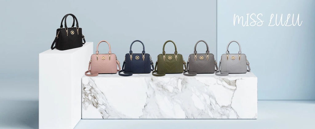 Borsa da donna Miss Lulu, borsa a manico medio con motivo litchi, borsa a tracolla elegante in maglia di alta qualità