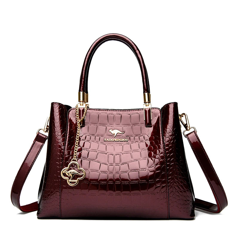 KAIDIFEINIROO Borsa a tracolla casual con marchio Kangaroo in pelle PU ad olio Borsa a mano da donna Borsa a tracolla a grande capacità a tre strati
